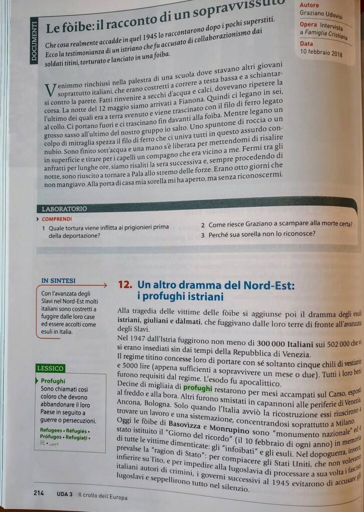 foibe, programma scolastico